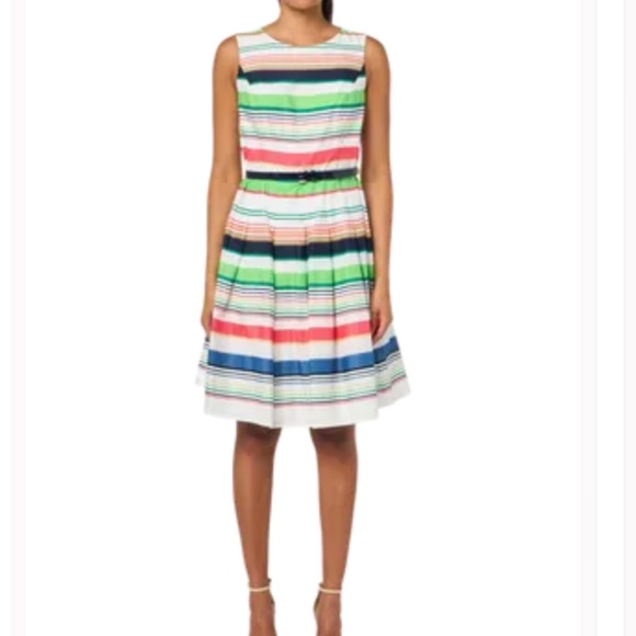 Tommy Hilfiger Sportswear Fit & Flare Striped Belted Dress Size 16 - Picture 1 of 7